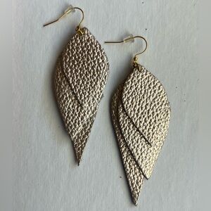 Noonday Collection Textured gold Leaf Earrings